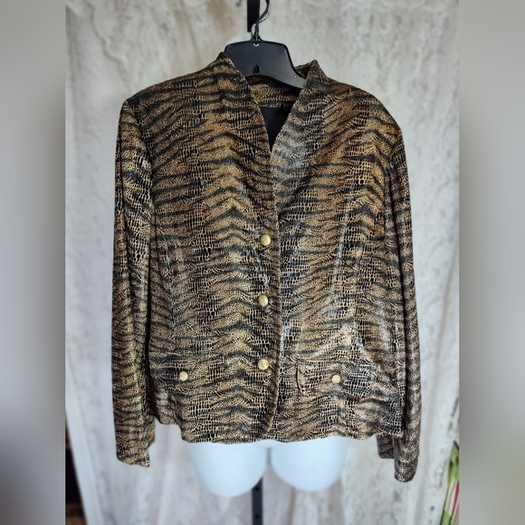 Brown Black snake embossed Jacket - Picture 1 of 3